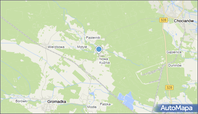 mapa Nowa Kuźnia, Nowa Kuźnia gmina Gromadka na mapie Targeo